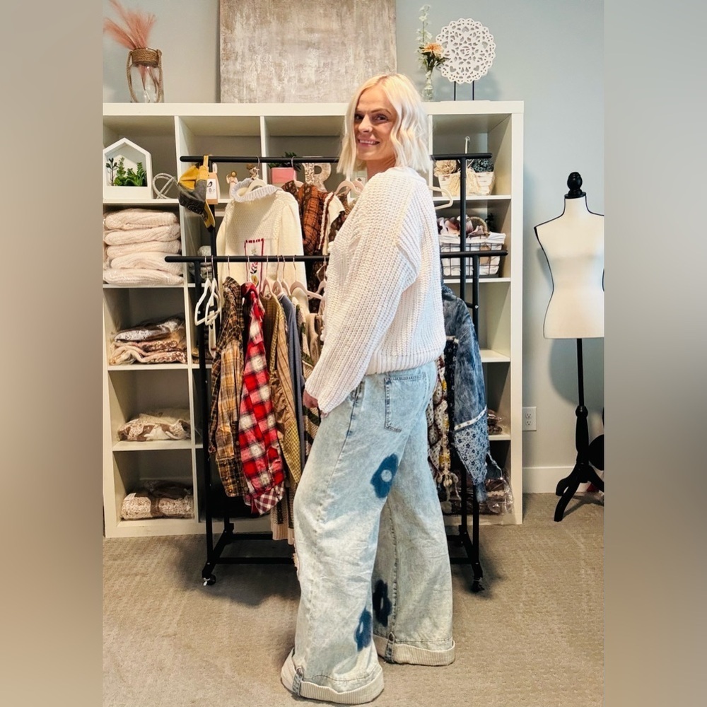 Women’s Boho POL Wide Leg patchwork jeans - Picture 5 of 7